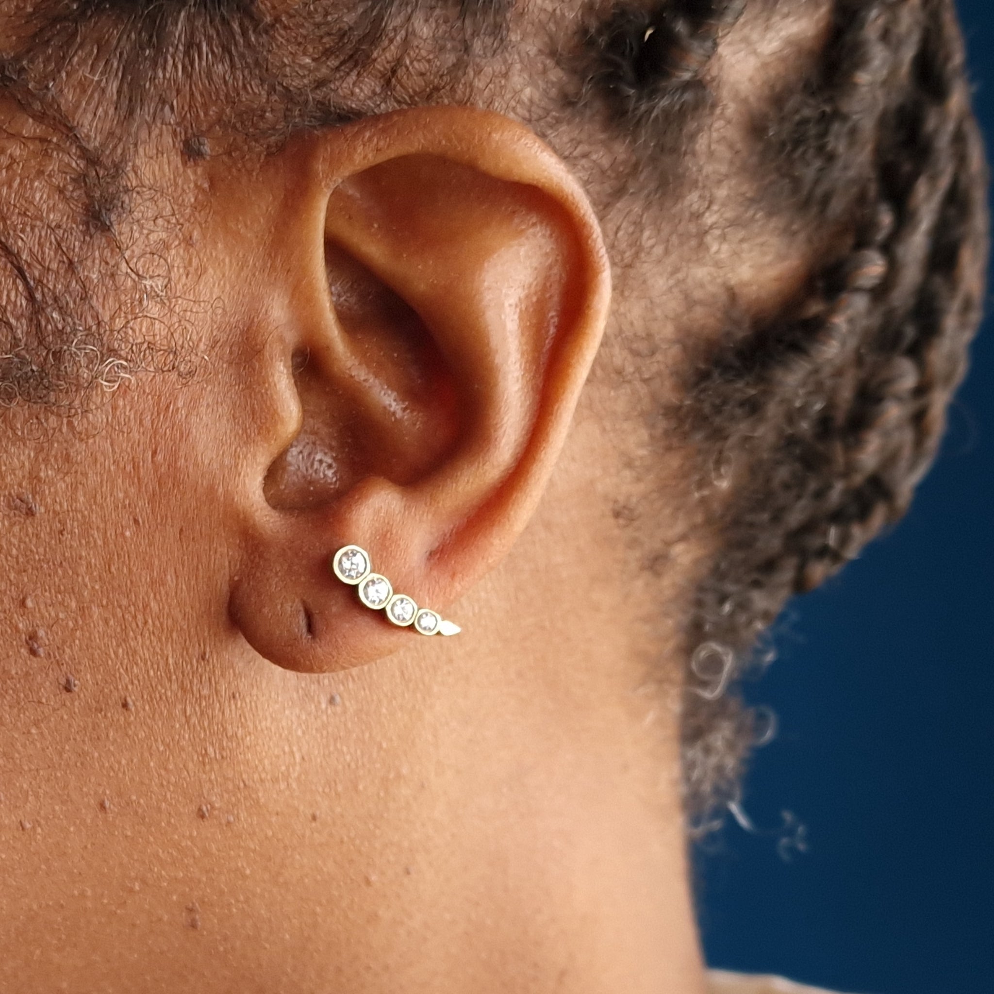 Marie 14ct Yellow Gold Ear Studs Set with Diamonds